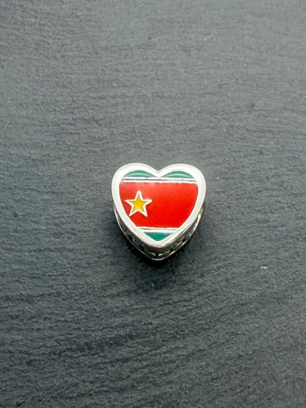 Pandora Guadeloupe Flag Heart Charm Sterling Silver Jewelry
